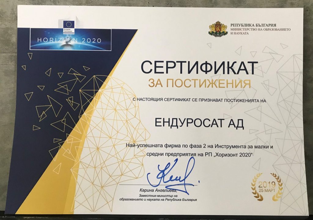 Most Innovative company in Horizon 2020 SME Instrument Phase 2 in Bulgaria